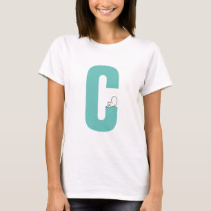 Camiseta Inicial com esticar rabisco engraçado