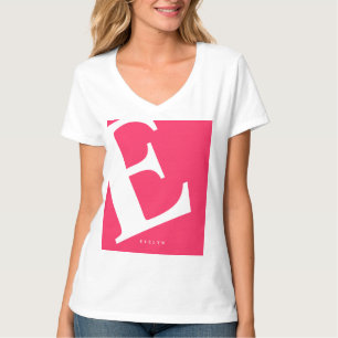 Camiseta Inicial Grande Tipografia moderna Rosa