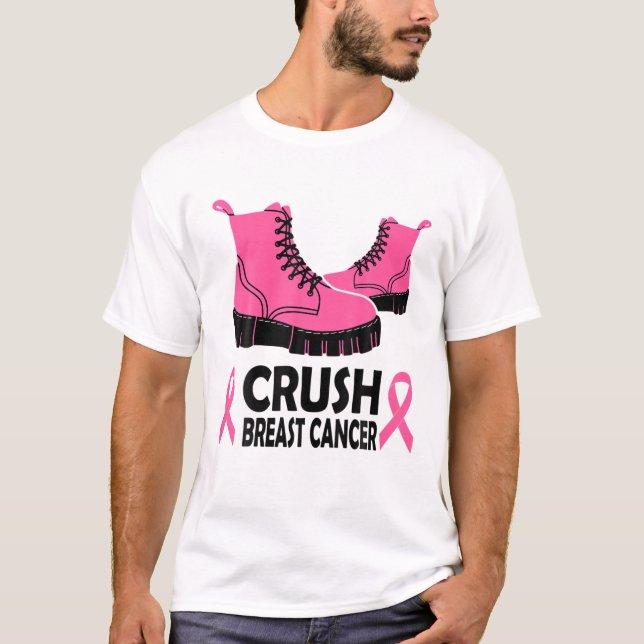 Camiseta Inicializações de Fita Rosa de Consciencialização  (Frente)