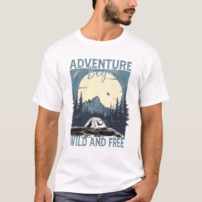 Camiseta Início da aventura - Selvagem e Livre (Frente)