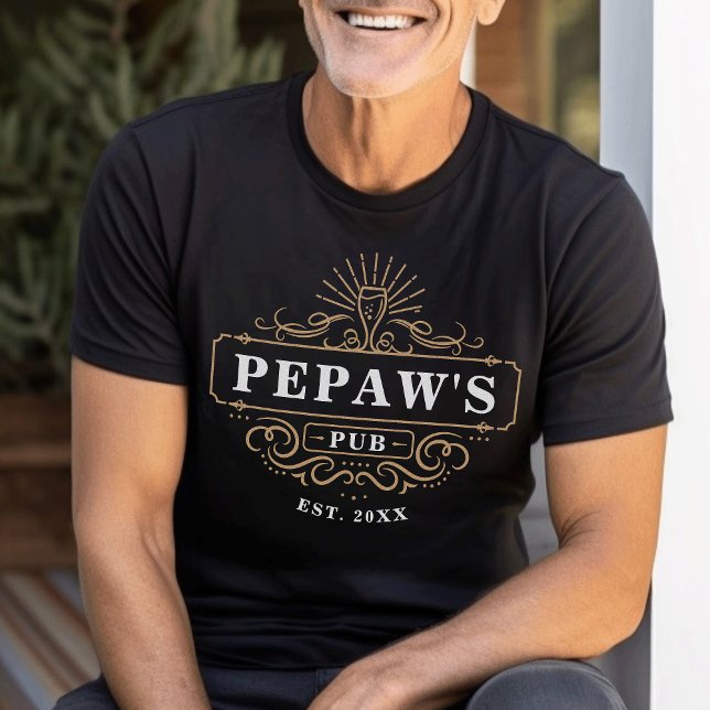 Camiseta Início do Bar Pub de Pepaw Personalizado - Ano Est (Criador carregado)