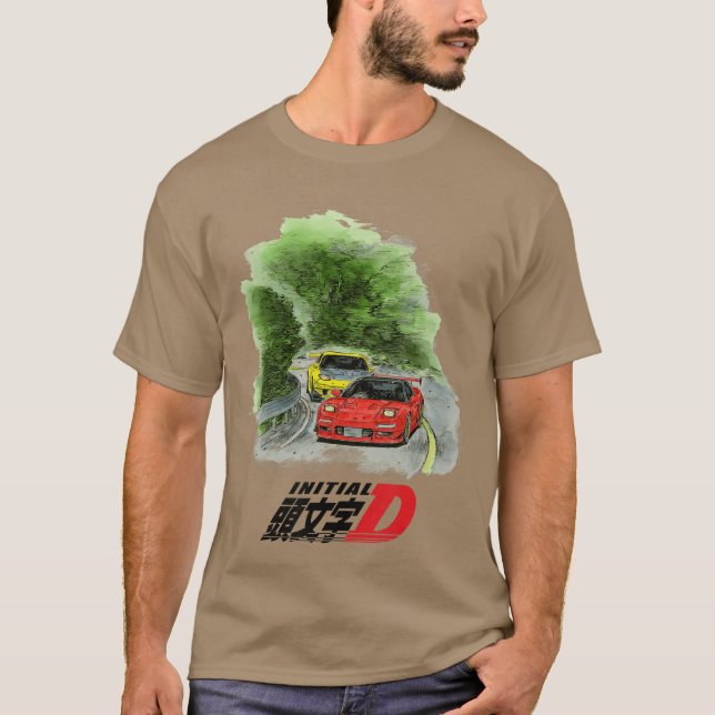 Camiseta Initial D Manga Watercolor Cars Racing friends (Frente)
