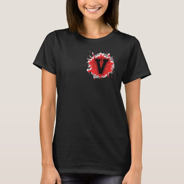 Camiseta Initial V Monogram Letter Custom Personalized Cust (Frente)