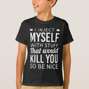 Camiseta Injeto-Me Com Algo Divertido Tipo 1 Diabetes Awa