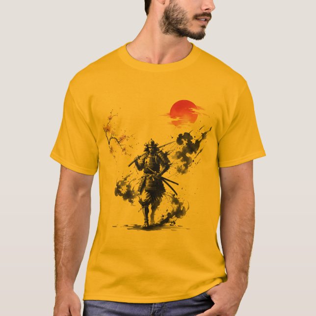 Camiseta Ink Wash Samurai Warrior (Frente)