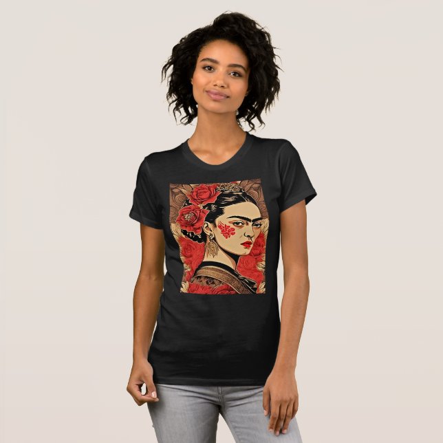 Camiseta InkPunk Frida Kahlo T-Shirt - Negrito e Icônico (Frente Completa)