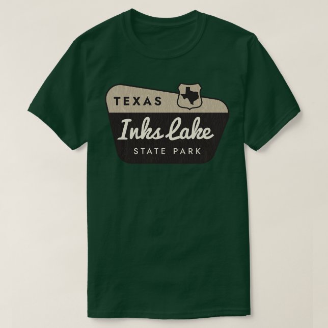 Camiseta Inks Lake State Park Texas Welcom Sinal (Frente do Design)