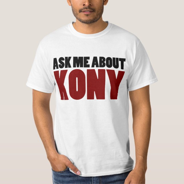 Camiseta Inquira sobre a pergunta de Joseph Kony da parada (Frente)