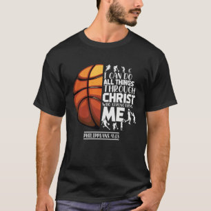 Camiseta Inscrição Cristã de Basquetebol Palavras Motivacio