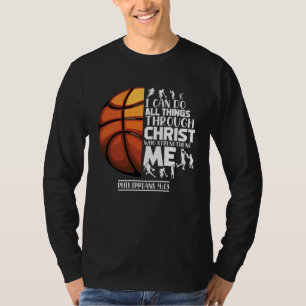 Camiseta Inscrições Cristãs de Basquetebol Palavras Motivac