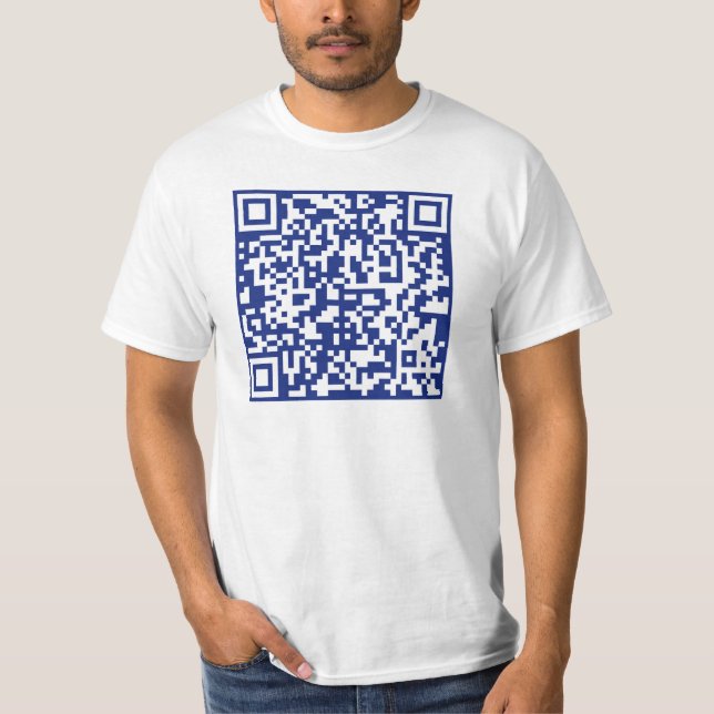 Camiseta Inserir URL Gerado Instantaneamente Código QR | Az (Frente)