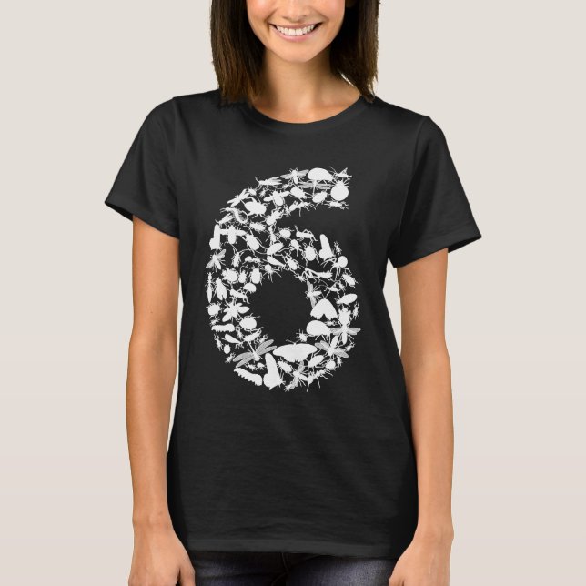 Camiseta Inseto 6 de Aniversário Bela Menina De 6 Anos (Frente)