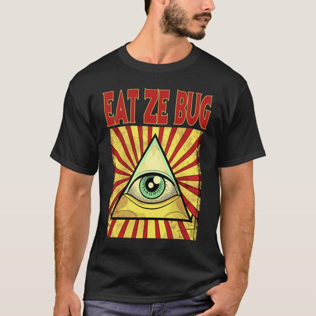 Camiseta INSETO DE ZE ILLUMINATI OLHOS Conspiração Mens Sôn (Frente)