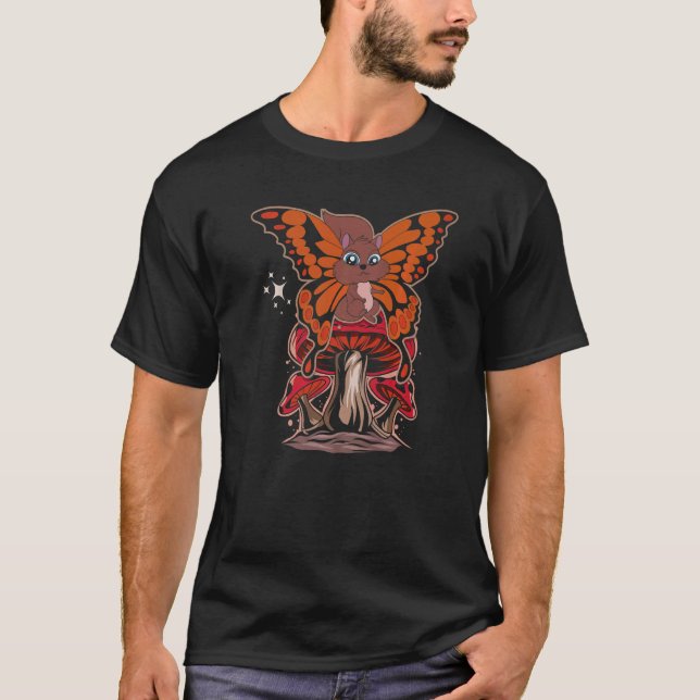 Camiseta Inseto Rodent Butterfly Mogumelo Floresta Animal S (Frente)