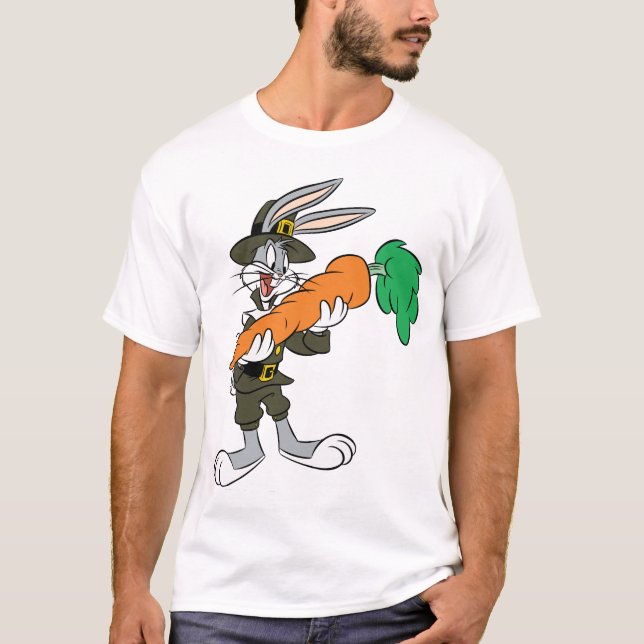 Camiseta INSETOS BUNNY™ Pergrim Ação de Graças Cenoura (Frente)