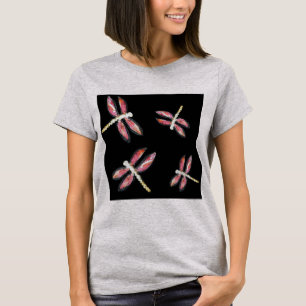 Camiseta Insetos de Dragonfly Rosa Dançantes