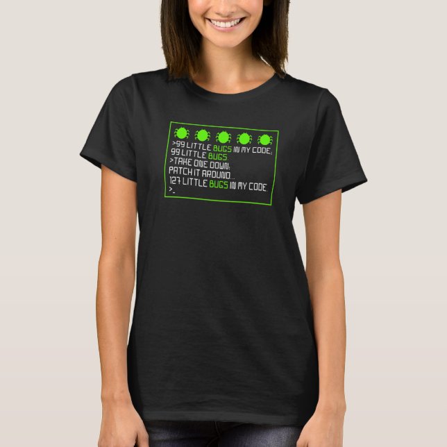 Camiseta Insetos Engraçados Na Depuração De Programação De  (Frente)