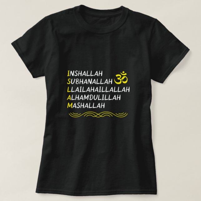 Camiseta Inshallah Mashallah Muslim Islam Allah Mosque Gift (Frente do Design)