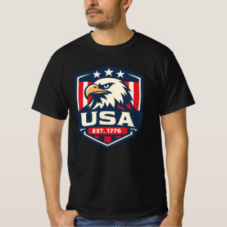 Camiseta Insígnia Águia EUA Est. 1776 Patriótica Americana
