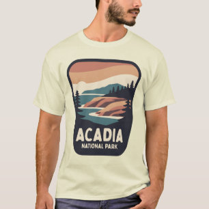 Camiseta Insígnia Costeira Vintage do Parque Nacional Acadi