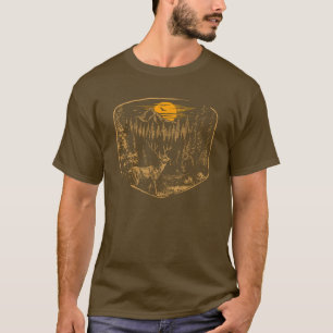 Camiseta Insígnia de cervo silvestre em xilogravura