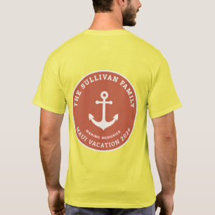 Camiseta Insígnia de Férias em Família Âncora Coral do Pôr
