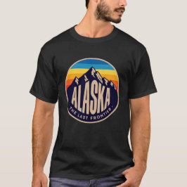 Camiseta Insígnia de Montanha Retro Alaska A Última Frontei