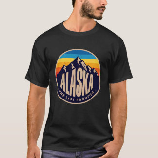 Camiseta Insígnia de Montanha Retro Alaska A Última Frontei
