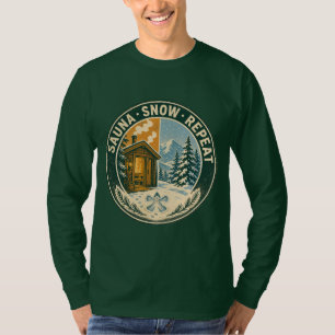 Camiseta Insígnia de Ritual de Inverno Retro Sauna Neve Rep