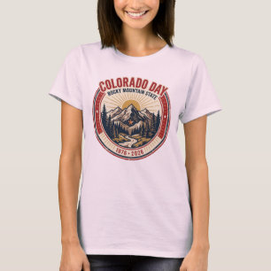 Camiseta Insígnia Retro do Dia do Colorado Rocky Mountain S