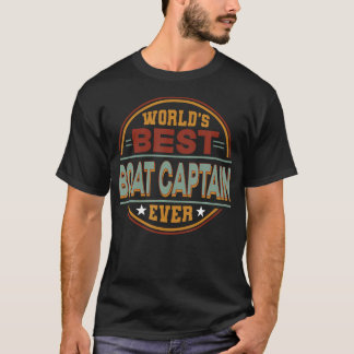 Camiseta Insígnia Retro Melhor Capitão de Barco do Mundo