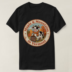 Camiseta Insígnia Retro Vermont: Vaca Aconchegante com Cach
