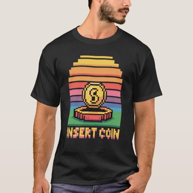 Camiseta Insira Moeda Jogo Retro 90 Pixel Game Over (Frente)