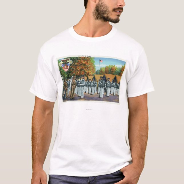 Camiseta Inspeção no acampamento, soldados na formação (Frente)
