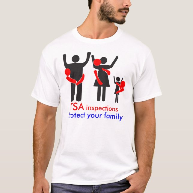 Camiseta Inspeçãos de TSA - proteja sua família (Frente)