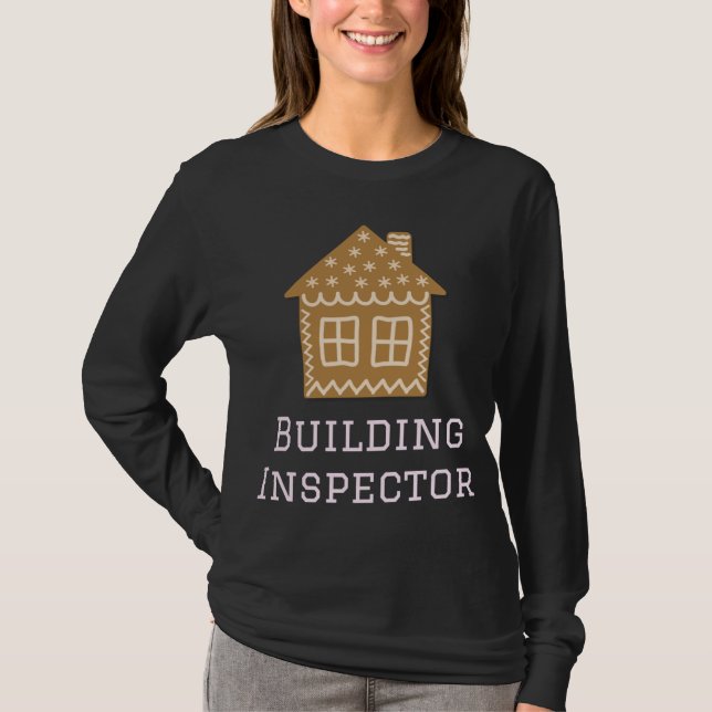 Camiseta Inspetor de Construção Diversão de Gingerbis House (Frente)
