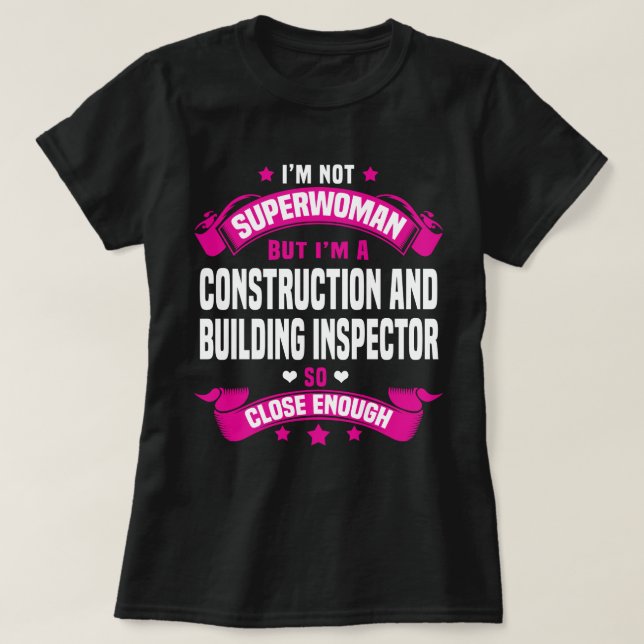 Camiseta Inspetor de Construção e Construção (Frente do Design)