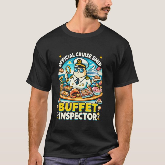 Camiseta Inspetor Engraçado de Buffet de Navio de Cruzeiro  (Frente)
