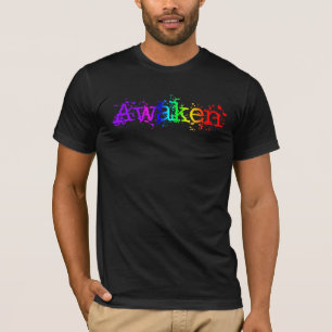 Camiseta Inspiração da Tipografia Arco-Íris Awaken Bright