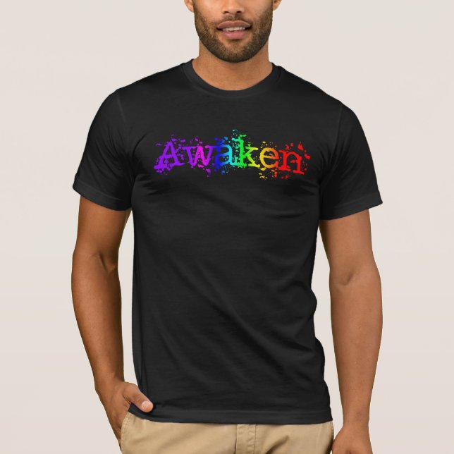 Camiseta Inspiração da Tipografia Arco-Íris Awaken Bright (Frente)