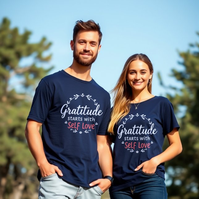 Camiseta Inspiração de autoamor pela gratidão (Criador carregado)