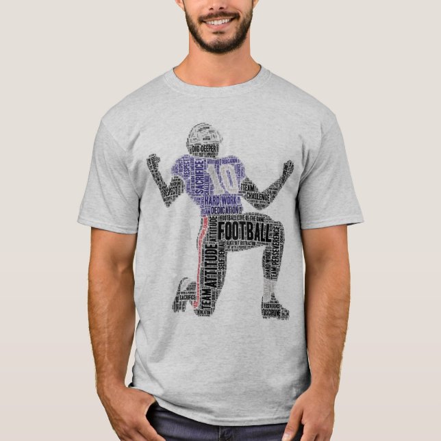Camiseta Inspiração de dedicação de arte do jogador de fute (Frente)