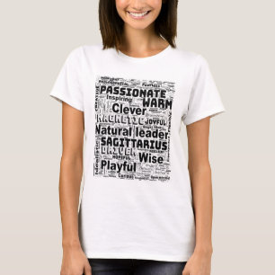 Camiseta Inspiração de Nuvem de Palavras do Zodíaco de Sagi
