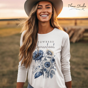 Camiseta Inspiração Floral de Cor da Água da Mulher Empoder