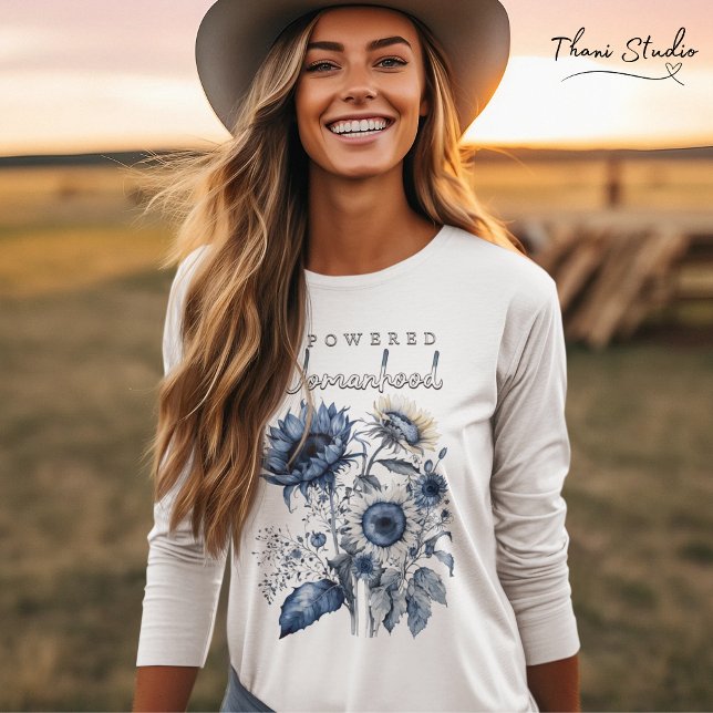 Camiseta Inspiração Floral de Cor da Água da Mulher Empoder (Criador carregado)