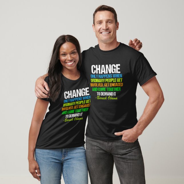 Camiseta Inspiração Obama Votação por Citação para Mudança (Unissex)