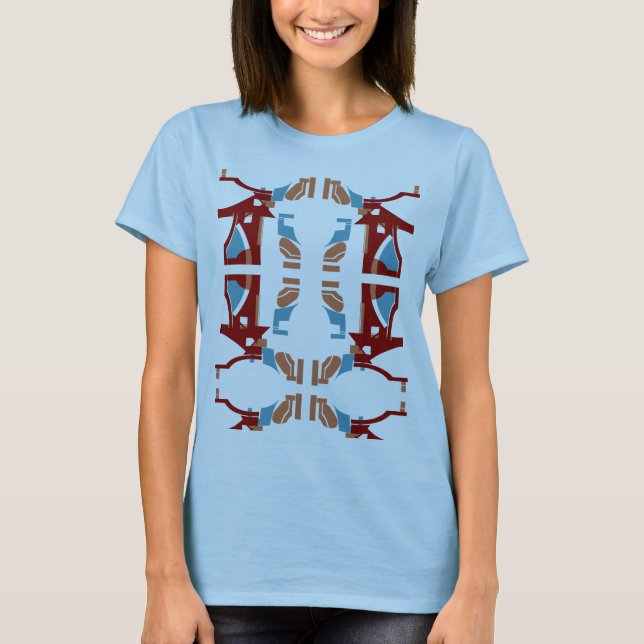 Camiseta Inspirado no Burgundy Tan Blue Abstrato Mediterrân (Frente)