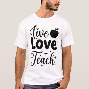 Camiseta Inspirador Amor Vivo Ensine Tipografia de Maçã Chá