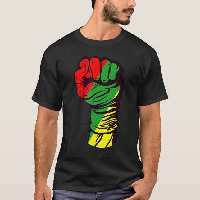 Camiseta Inspirador Líderes Pretos, Punho de Energia Preto (Frente)