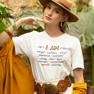 Camiseta Inspiradora de Afirmações Eu Sou
